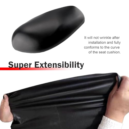Motorcycle Seat Cover, Waterproof Sun Resistant Seat Protector, High-elasticity Anti-scratch PVC Leather Cover, DIY Modification Accessory for ATV Scooter Moped Mini Bike (Black)