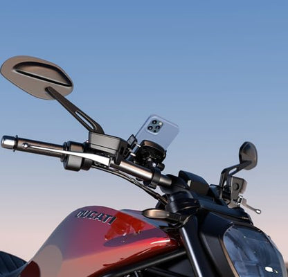 iMESTOU Aluminum Motorcycle USB Phone Mount Charger with USB C Fast Charge Port Compatible with 5.4"-7.2" Phones Up to 15mm Thickness, Fits for 12mm-32mm Handlebars, Works with 12-24V Motorcycles