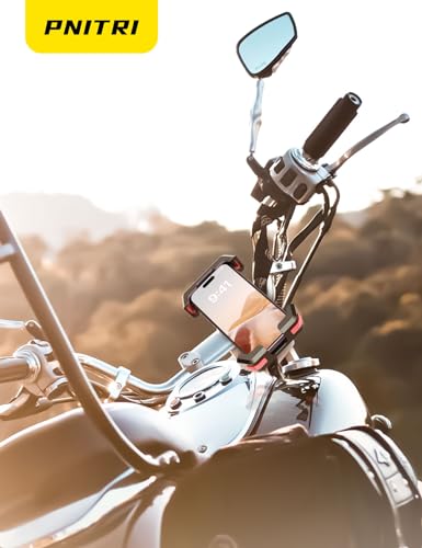 Pnitri 2025 New Upgraded Bike Phone Holder Handlebar - 1S Quick Install, Motorcycle Phone Mount, Bicycle Phone Holder fit Large Phone Case for iPhone Samsung, Dirt Scooter Mini Bike Accessories - color: Black
