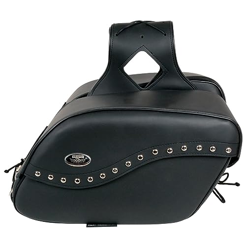 Milwaukee Leather Studded Throw-Over Motorcycle Saddlebags – Synthetic Leather – Universal Fit – Zip-Off - Large - color: SH646ZB-BLACK, size: Large