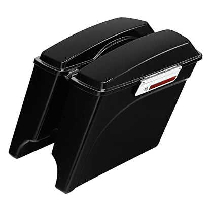 SLMOTO Motorcycles Saddlebags 5" Stretched Saddlebags Fit For Harley 1993-2013 Touring Road King FLHR Electra Street Glide Classic FLHTC FLHTP FLT FLHT FLHTCU FLHRC Vivid Black - color: Vivid Black(Chrome Latches)