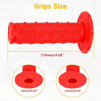 HIAORS 7/8 Handlebar Grips Compatible with 50cc 70cc 125cc 150cc TTR90 TTR110 TTR125 PW80 CRF50 XR50 CRF70 CRF125 KLX250 SSR125 TaoTao Apollo Pit Dirt Bikes Yozma In10 E Bike Motorcycles Parts Red - color: red