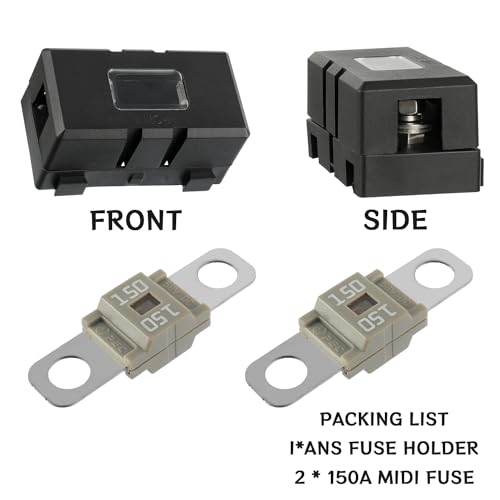 Midi Fuse Holder and 2 Pieces 150A Midi high Current Fuse Screw Fuse for Cars, Trucks, Vehicles(150 Amp) - color: 150A