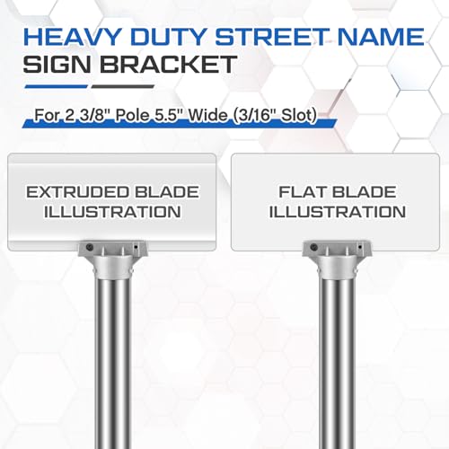 Hicarer 1 Pcs Street Name Sign Bracket for 2 3/8" Pole 5.5" Wide (3/16" Slot) Heavy Duty Street Name Sign Holder Round Aluminum Pole Bracket - style: Standard