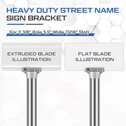 Hicarer 1 Pcs Street Name Sign Bracket for 2 3/8" Pole 5.5" Wide (3/16" Slot) Heavy Duty Street Name Sign Holder Round Aluminum Pole Bracket - style: Standard