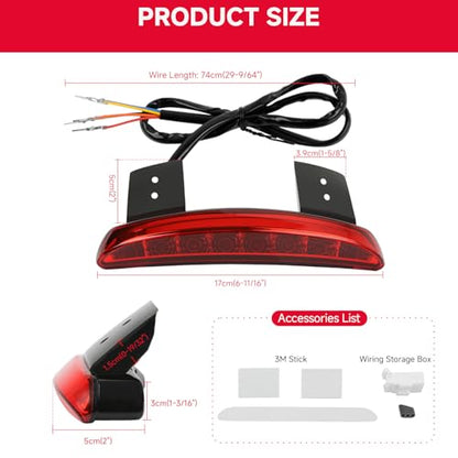 Rich Choices Motorcycle Chopped Rear Fender Edge LED Brake License Plate Tail Light Stop Running Light Turn Signal Lamp for Harley Sportster XL883N 1200N XL1200V XL1200X (Red Lens) - color: Red Lens#1