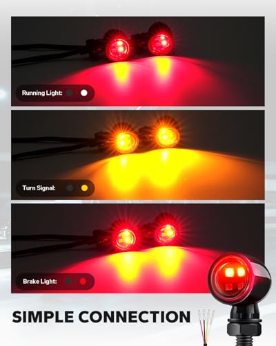 Mini Led Turn Signals Motorcycle Blinkers 4LEDs Red Amber Rear Turn Signals universal bullet signal lights Fit for Honda Yamaha Suzuki Kawasaki Harley Chopper Bobber - color: Amber+Red