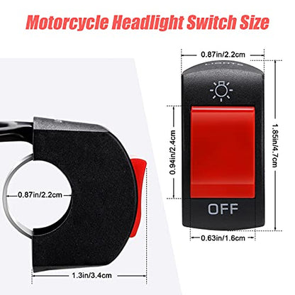 Frienda 3 Pieces Motorcycle Headlight Switch Handlebar Toggle Switch 7/8 Inch 22 mm 12v on Off Push Button for U5 U7 U2 Motorcycles Scooter Electromobile(Red) - color: Red