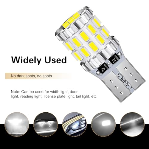 2PCS T10 LED Bulb, 3014 30SMD 5W Super Bright Car Wide Lights, Aluminum Led License Plate Light Blubs, Universal Car Interior Lights Replacements for Dome, Door, Reading, Map, Dash
