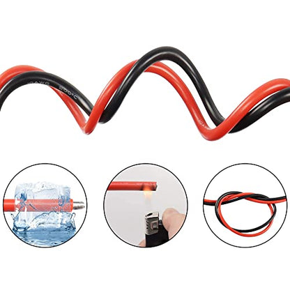 Solar Battery Cables 10 Gauge Power Inverter Cables with 3/8" Ring Terminals 10AWG Wire Tinned Copper Tray Extension Cable for Solar,RV,Auto Car,Boat (1M) - color: 1M