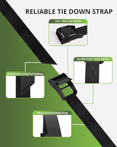 Lashing Straps with Buckles, 0.75'' x 48'' Tie Down Straps Ratchet Adjustable Cam Buckle Pull Luggage Straps Cinch Strap for Packing Cargo Trucks Motorcycle Kayak Bike Rack Black 4 Pack - size: 4-Pack 0.75'' x 48''