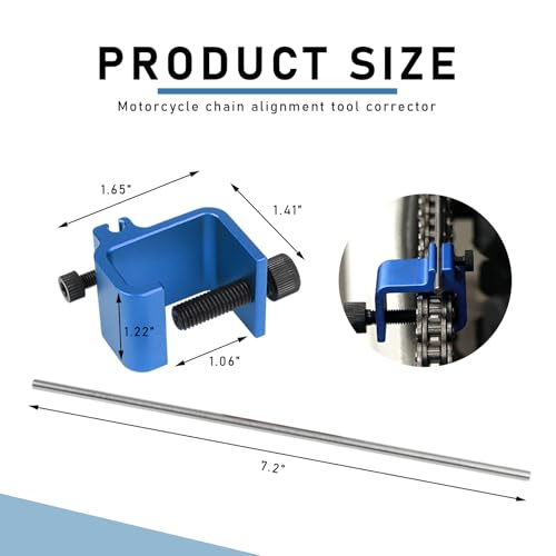 KVAEY Chain Alignment Tool for Motorcycle, 08-0048 Aluminum Sprocket Chain Adjustment Tool, Quick & Accurate Professional Chain Alignment Tool Suitable for ATV Scooter Dirt Bike (Blue) - color: Blue, 1 PCS