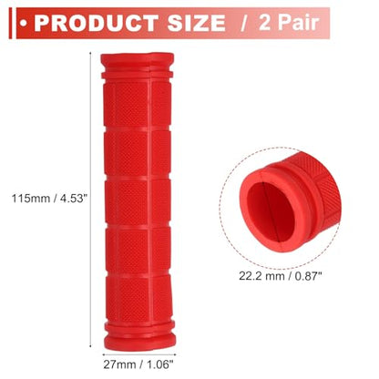 2 Pair Soft Rubber Handlebar Grips, Bicycle Handlebar Grips Bike Handle Bar Wrap Non-Slip 4.5 Inch - Fitting for Mountain Bikes/Road Bicycles/Scooter - color: Red