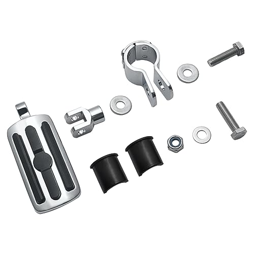 FOVPLUE 1",1.25"Highway Footpegs, Adjustable Highway Peg w/Clamp for Harley Touring Softail Dyna Sportster models w/25mm-32mm Engine Guard/Tubing, CHROME#1 - color: Chrome and Rubber Style