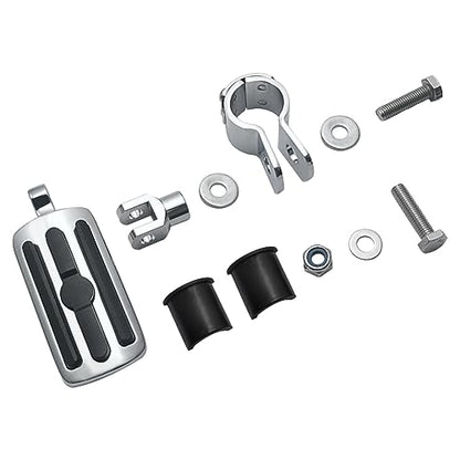 FOVPLUE 1",1.25"Highway Footpegs, Adjustable Highway Peg w/Clamp for Harley Touring Softail Dyna Sportster models w/25mm-32mm Engine Guard/Tubing, CHROME#1 - color: Chrome and Rubber Style