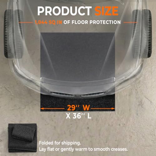 Golener Oil Spill Mat - Garage Floor Mat, Absorbent Oil Pad, Premium Maintenance Mat, Waterproof, Contain Liquid, Protect Floor from Spill & Stain, Reusable, Washable, Durable, 29”x36”, Black/Orange - size: 2'5" x 3' (Rectangular)