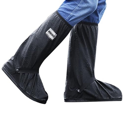 Waterproof Shoe Covers, Reusable & Foldable Rain Boot Shoe Cover with Zipper, Non-Slip, Reflector, Men Women Rain Gear, Black - size: X-Large