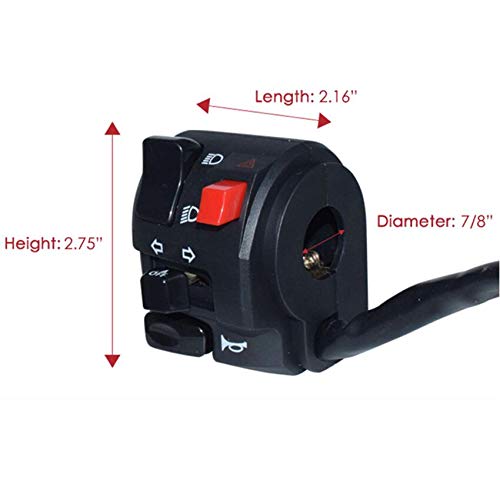 7/8" 22mm Left ATV Motorbike Handlebar Switch Motorcycle Horn Turn Signal Warning Light Switches