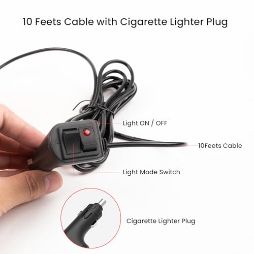 Amber Strobe Beacon Lights Magnetic, 90 LEDs Emergency Flashing Hazard lights, 12V Cigarette Lighter Plug Warning Light for Vehicles, Truck, Pickup, ATV, UTV,Camper,Boat
