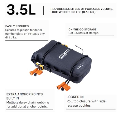 Giant Loop Fender Bag + Number Plate Bag, 3.5 liters of Packable Volume Waterproof Storage Pouch for Essential Items, Ideal for Enduro, Dirt Bike, Snowbike (Black) - color: Black