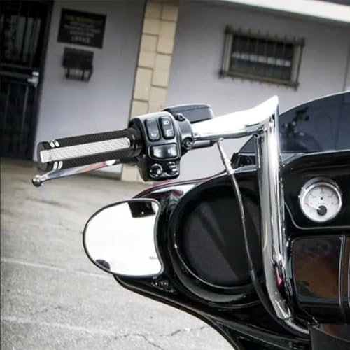 Motorcycle 1" Hand Grips Handlebar Grips Cable Throttle Fit for Harley Touring Street Glide Road King Road Glide Electra Glide Dyna Softail - color: #7 Black&White