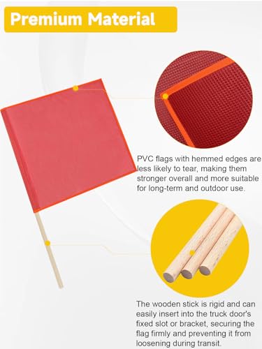 Magnetic Oversize Load Sign Kit, Magnetic Cargo Sign-2 Oversized Load Banner, 4 Red Flag Warning With Wire Loop-4 Red Safety Flags with Pole-4 Magnet Base for Hauling Oversize Loads on Trucks - color: Oversize Load Banner Kit