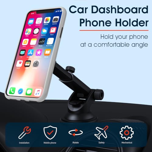 sincetop Car Phone Holder Mount, Cell Phone Mount for Car Dashboard Windshield, 3 in 1 Super Suction Cup with Strong Sticky Gel, Adjustable Universal for All Phones【Series C - 1st Gen】 - color: Car Phone Mount【Windshield/Dashboard】