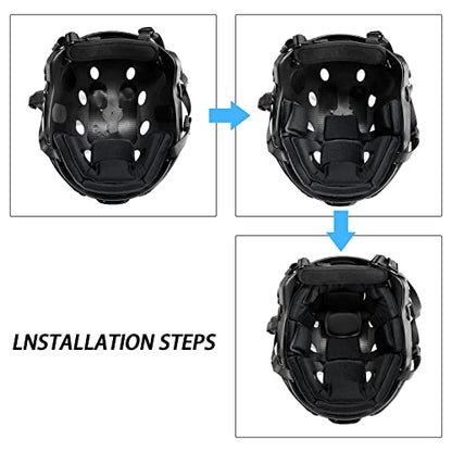 Tactical Helmet Pads - Universal Replacement Internal Memory Foam Pad Inserts for ACH, MICH, EXF Helmets - color: all black