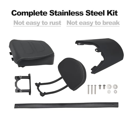 Passenger Backrest Sissy Bar for Harley Sportster S 1250 RH1250 (2021-2026) - Premium Leather Rear Seat Pad Kit with Fender Extension Bolt-On Installation Black