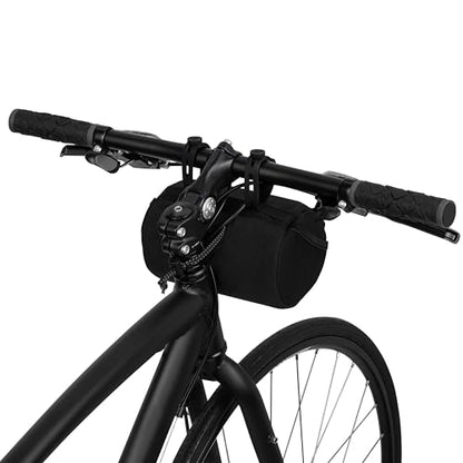 Oso Supply Co - Bike Handlebar Bag – Waxed Canvas Exterior with Quick-Access Waterproof Zipper, Side Mesh Pockets and Spacious Storage – Ideal for Cycling, Commuting and Adventure Rides (Black) - color: Black