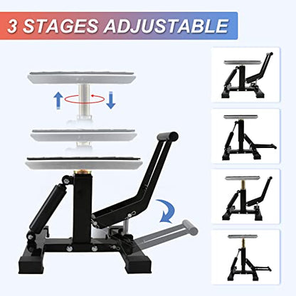 POLARBEAR Dirt Bike Stand Hydraulic Jack Vertical Lift CNC, for Dirt Bike/ATV/ADV/Rally Maintenance, Motorcycle Dirtbike Engine Stand with 1200Lbs Capacity(Silver) - color: Silver