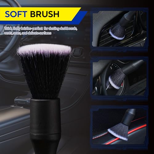 7PCS Car Detailing Brush Kit - Ultra Soft Boars Hair Car Interior Detailing Brushes, Includes 4 Different Brushes, Multi-use for Cleaning Interior or Exterior - size: 7PCS-B