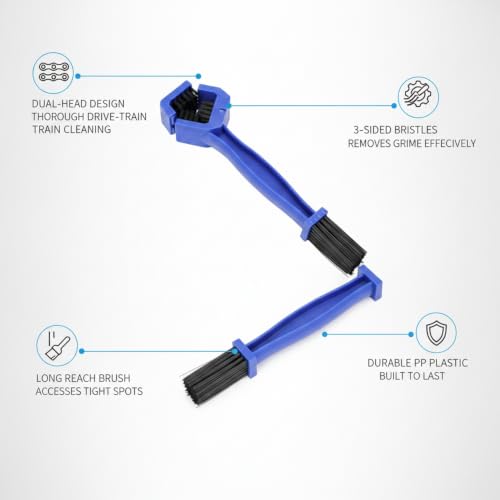 Double-Headed Bicycle Chain Brush for Bike & Motorcycle Cleaning, Durable PP Plastic Tool - color: Blue