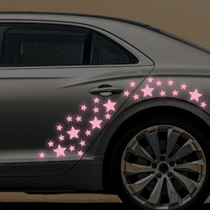 30pcs Star Vinyl Decal for Cars, High Intensity Reflective DIY Stickers for Window Bumper Mirror Laptop Decals Waterproof Night Safety Sign Car Stickers (Pink) - color: Pink