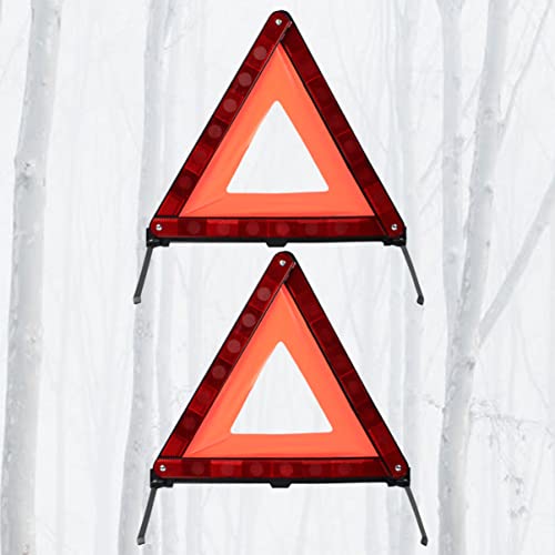 PartyKindom 2pcs Emergency Roadside Kit Warning Triangle Signs Car Emergency Road Safety Kit Quick Setup and Weighted Base