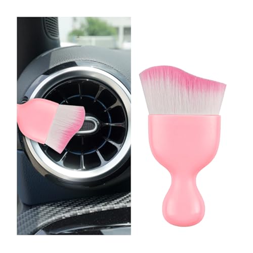 Car Interior Detailing Brush, Curved Soft Bristles Vehicle Removal Dust Collectors, Scratch-Free Automotive Cleaning Tool Accessories, Universal for Truck SUV Sedan (Pink Handle/White Bristle) - color: Pink Handle/White Bristle