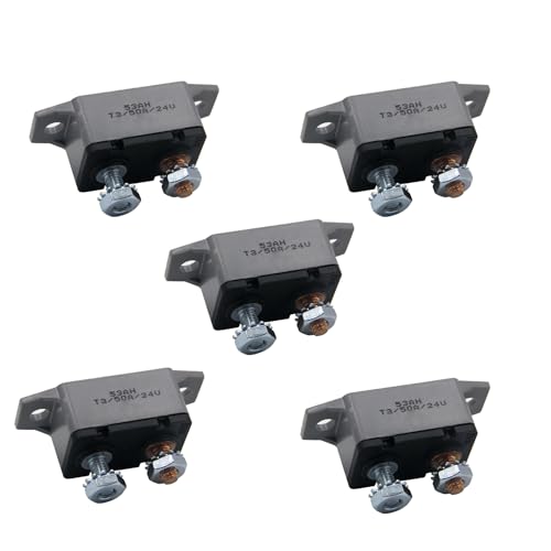 ZOOKOTO 5pcs 12-24V 50 Amp ATV Stud Bolt Resettable Circuit Breaker Fuse Holder 50A - color: 5Pcs, size: 50A