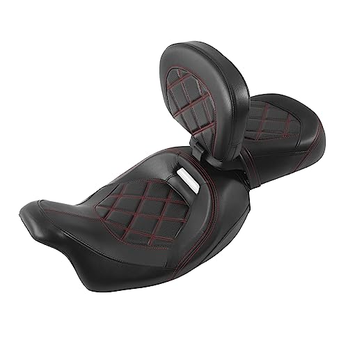Passenger Seat Cushion, SLMOTO Motorcycle Low-Profile Rider Sissy Bar Backrest Pad For Harley Touring CVO Road King Street Glide Road Glide Electra Glide 2014-2023 Black Red - color: Black Red Seat+Rider Backrest#101