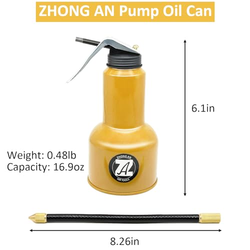 Pistol Pump Oiler with Flex Spout-17 oz. Capacity - color: B:Yellow