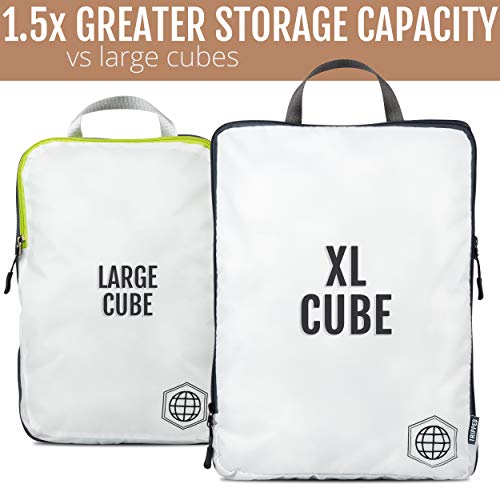 Extra Large Compression Packing Cube 6 Piece Set for Travel and Check Luggage by TRIPPED Travel Gear - color: White and Grey