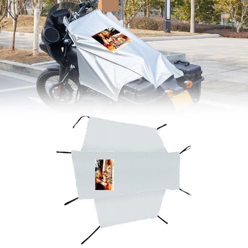 Dream Apparel Motorcycle Seat Cover Sun Shade Waterproof Outdoor Rain Dust Protection Universal Fit Heavy Duty Windproof Motorbike Vehicle Cover with Storage Bag, Silver, Size M - color: Silver & Freedom, size: M