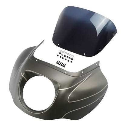 Front Headlight Quarter Fairing Windshield Fit For Harley Softail Low Rider FXLR S FXLRS 2018-2025 Street Bob FXBB FXBBS 2018-2025 Softail Standard FXST 2020-2024 Industrial Gray - color: Fairing Industrial Gray #3