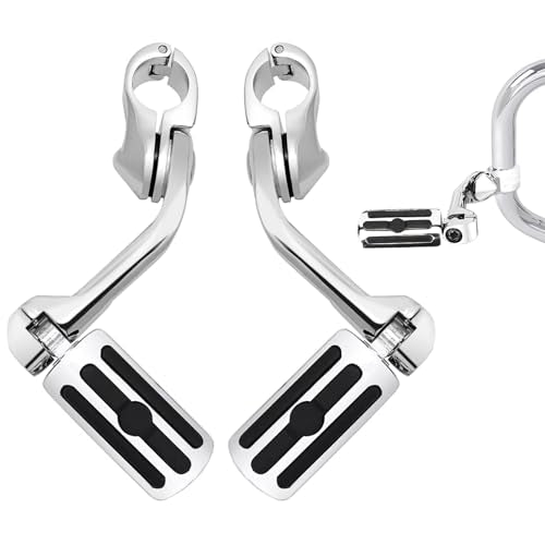 1.25" Motorcycle Adjustable Highway Pegs 304 Stainless Steel for Harley Davidson Touring Road King Road Glide Street Glide Electra Glide Dyna Sportster Softail fits 32mm Engine Guard, Chrome - color: Long, size: B02-chrome