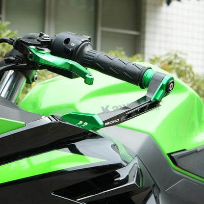 Motorcycle Brake Clutch Lever Guards Bar End Handguard Compatible with K.awasaki Z900 2025 2024 2023 2022 2021 2020 2019 2018 2017 | Handlebar Protector Z 900 ZR900 Accessories (Green) - color: Green
