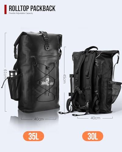 Grapelet Motorcycle Sissy Bar Bag Waterproof Motorcycle Backpack Tail Bag Travel Saddlebags 35L Duffle Bags PVC 500D Waterproof Dry Bags - Black