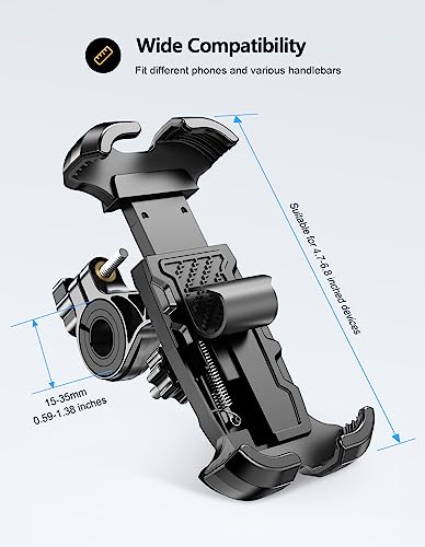Viccux Motorcycle Phone Mount, Upgrade [Never Fall Off] [0 Shake] Bike Phone Holder, [3s Put & Take] 360° Rotatable Phone Holder for Bike Motorcycle Bicycle Scooter Compatible with Cellphones 4.7-6.8”