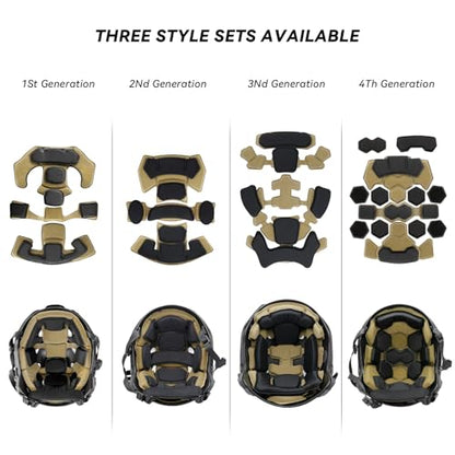 Tactical Helmet Pads - Universal Replacement Internal Memory Foam Pad Inserts for ACH, MICH, EXF Helmets - color: Khaki-3