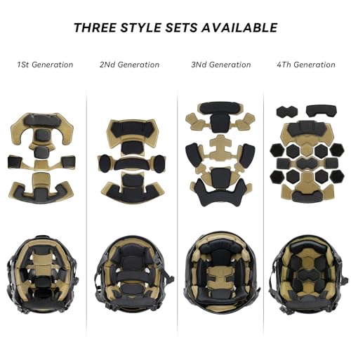 Tactical Helmet Pads - Universal Replacement Internal Memory Foam Pad Inserts for ACH, MICH, EXF Helmets - color: 3rd-Khaki