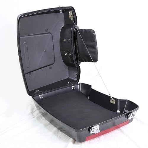 ECOTRIC Razor Motorcycle Trunk w/backrest Compatible with 1997-2013 Harley Davidson Touring Street Electra Glide Road King Trunk with Backrest Pad
