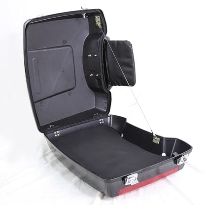 ECOTRIC Razor Motorcycle Trunk w/backrest Compatible with 1997-2013 Harley Davidson Touring Street Electra Glide Road King Trunk with Backrest Pad
